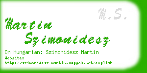 martin szimonidesz business card